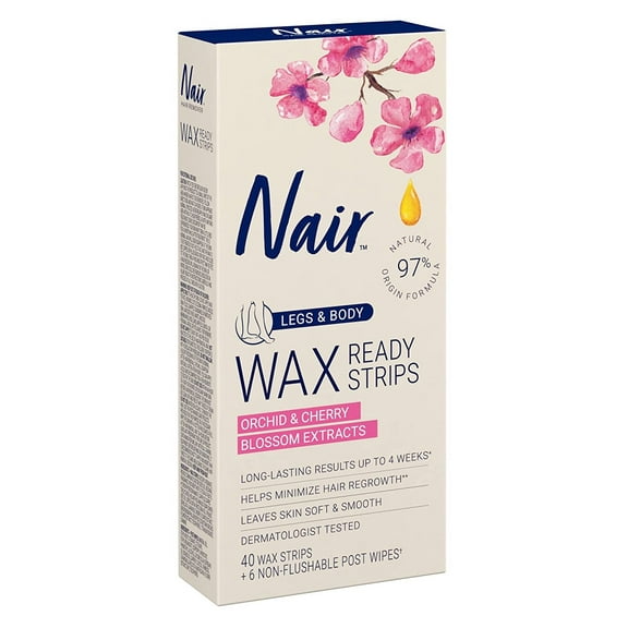 Nair Hair Remover Wax Ready- Strips 40 Count Legs/Body (Pack of 3)