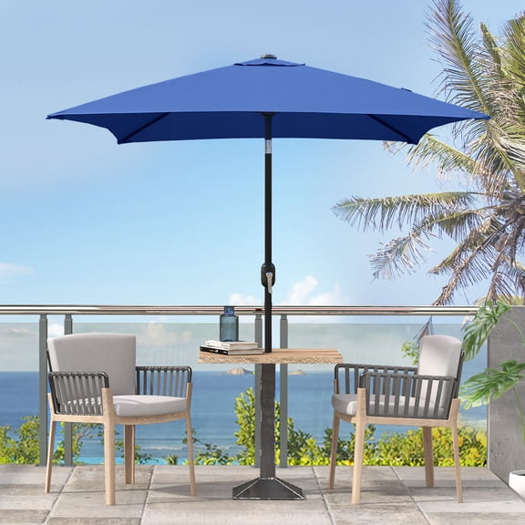 Ultrashades 6.5 ft Square Outdoor Patio Market Umbrella with Push Button Tilt and Crank Handle, Navy
