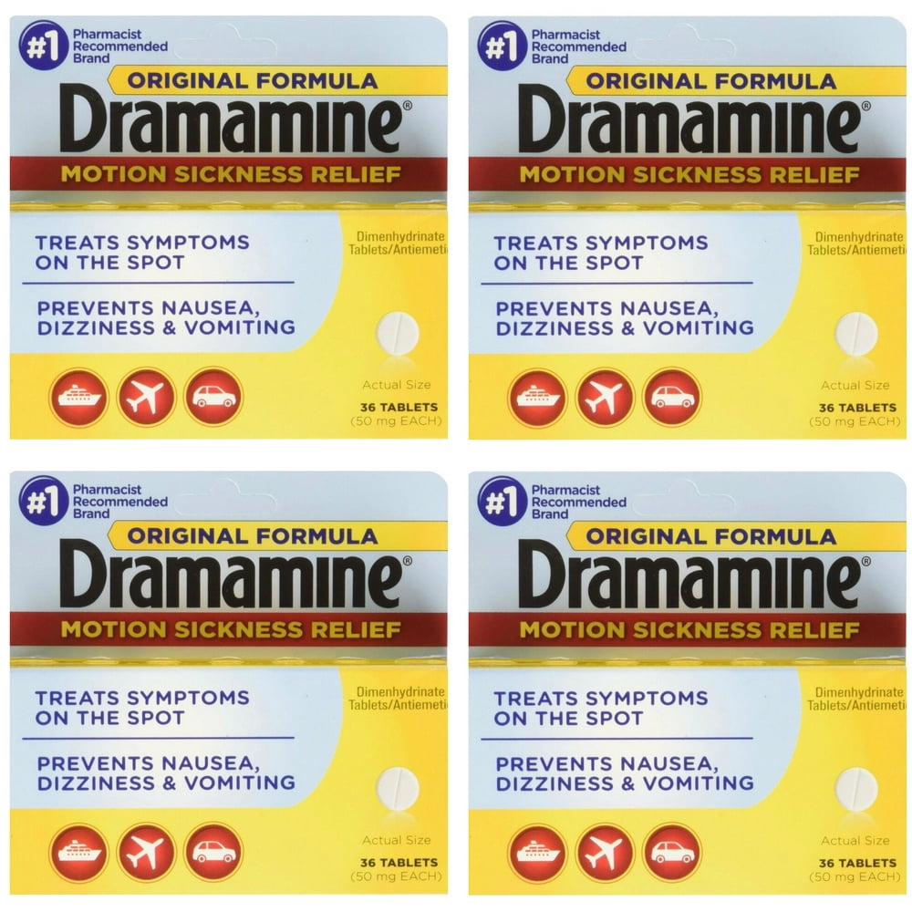 Dramamine Original Formula 36 Tablets Motion Sickness Relief 4Pack
