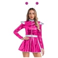 thumbnail image 4 of Aislor Women's Alien Cosplay Dress with Hair Hoop Astronaut Long Sleeve Shiny A-line Halloween Hot Pink XL, 4 of 7