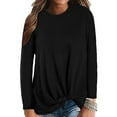 thumbnail image 4 of Plus Size Chic Lady Solid Color O Neck Long Sleeve Knotted Knitted Sweater Top, 4 of 8