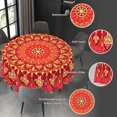 thumbnail image 5 of Mandala Red Waterproof Picnic Patio Party Round Table Cloth Cover Decorations Fabric 60 Inch Circular Tablecloth for 20-47 Inch Home Dining Room Kitchen Decor, 5 of 6