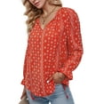 thumbnail image 3 of Weardear Womens Boho Floral Printed Blouse Dressy Tops Drawstring Casual V Neck Lantern Long Sleeve Shirts, 3 of 8