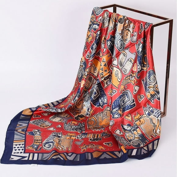 Blue Scarf Women Headband Scarves Silk Feeling Bandana Boho Printed Square Scarf Bandanas