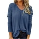 thumbnail image 1 of Moda mujer sexy manga larga con cuello en v pulóver color sólido blusa casual tops Fridja  fjkfkj4159, 1 of 8