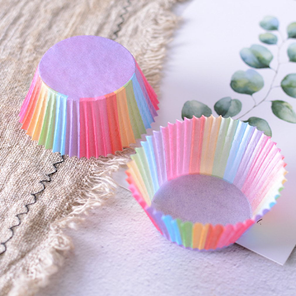 FHJZXDGHNXFGH FHJ Rainbow Color Cupcake Liner Cupcake Paper Baking Muffins Cases Cake Molds Pastry Cup Decorating Tools 100Pcs 