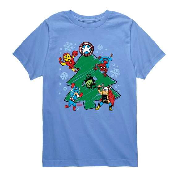 Marvel - Christmas Sketch - Youth Short Sleeve Graphic T-Shirt