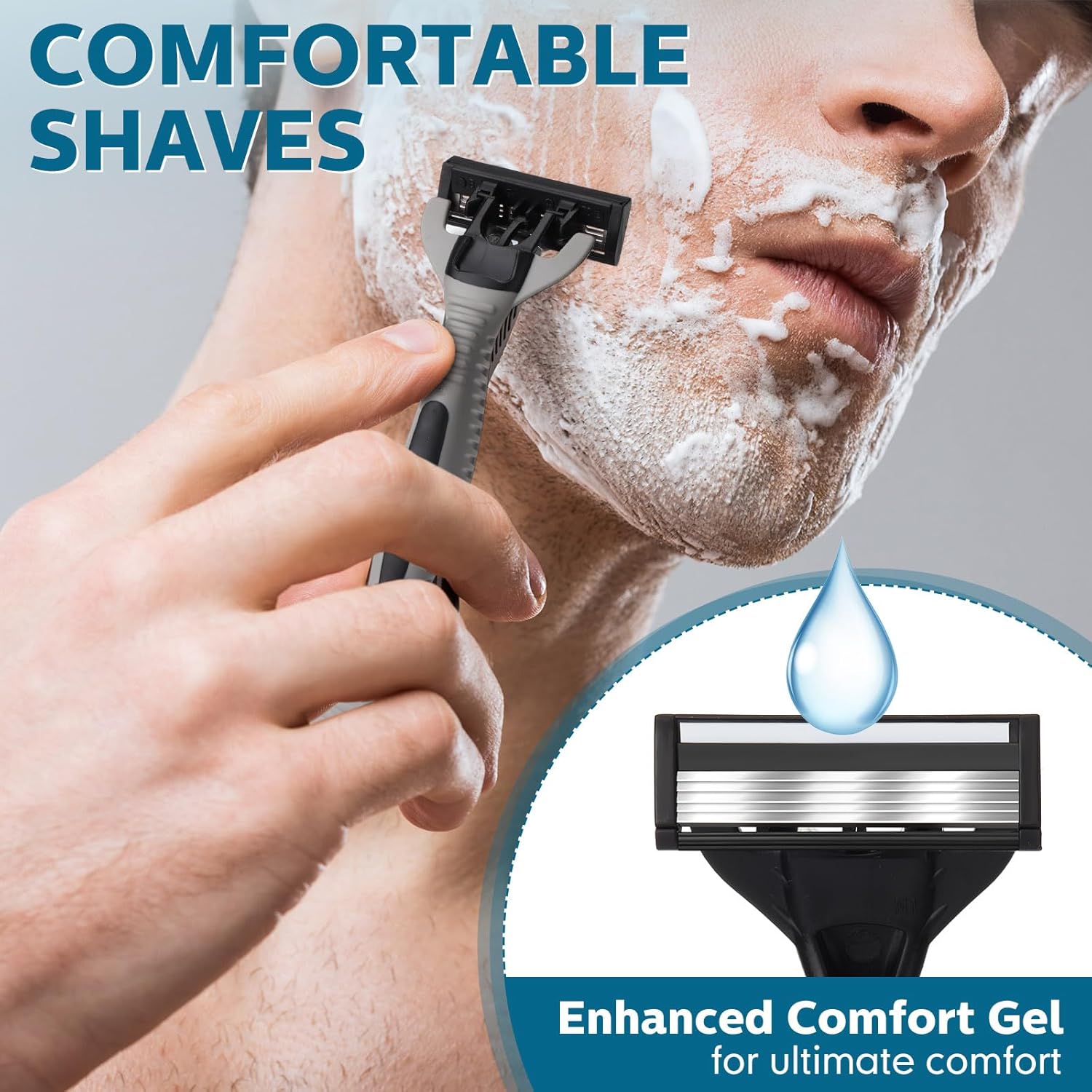 24 Pcs Men's Disposable Razors Bulk 5-blade Blade Razors for Men Set Sensitive Skin Razor Disposable Head Razor for a Smooth and Comfortable Shave