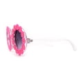 thumbnail image 4 of Womens Daisy Flower Trim Round Circle Lens Hippie Sunglasses Fuchsia Smoke, 4 of 4