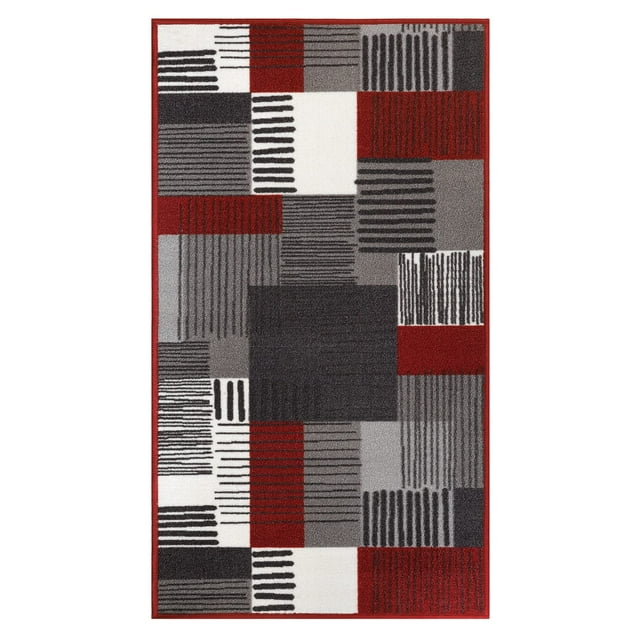 BY COCOON 2'6''x5' Runner Rug| Carpet Runner Kitchen Runner Washable Rug Runners Rugs for Hallway Non Slip (80 Cm x 150 Cm Red Rug)