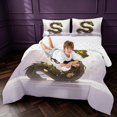 thumbnail image 3 of Manfei Traditional Dragon Animals King Size Comforter Sets,Romantic Floral Comforters King Size,White Green,Reversible,3-Piece,1 Comforter and 2 Pillowcases, 3 of 7