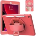 thumbnail image 1 of iPad 9th Generation Case 2021, iPad 7th/8th Generation Case 2019/2020, iPad 10.2 Case with Screen Protector Hand Strap Kickstand Pencil Holder-Pink, 1 of 5