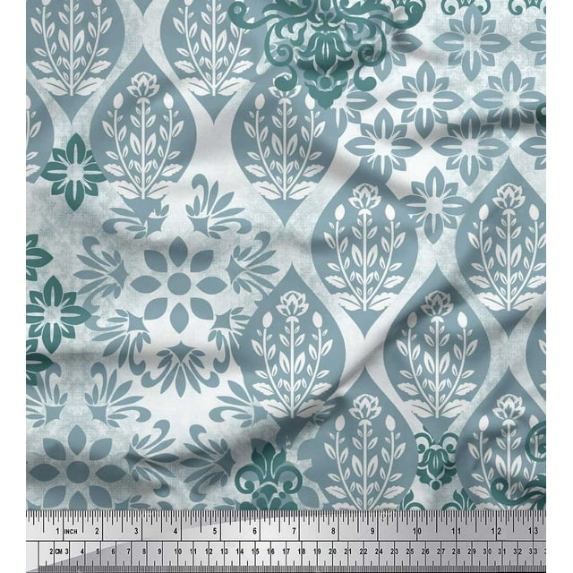 Soimoi polyester Crepe Fabric Damask Patchwork Decor Fabric Printed Yard 42 Inch Wide