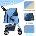 thumbnail image 3 of SuperDeal Folding Pet Stroller for Small Dog Cat, 4 Wheels Breathable Pet Carrier W/Cup Holder & Basket, Sky Blue, 3 of 11