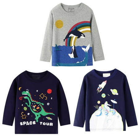 

Zelic Long Sleeve Shirts Spring Clearance Toddler Kids Baby Boys Girls Fashion Cartoon Shirt Tops Tee Clothes 3PCS Set