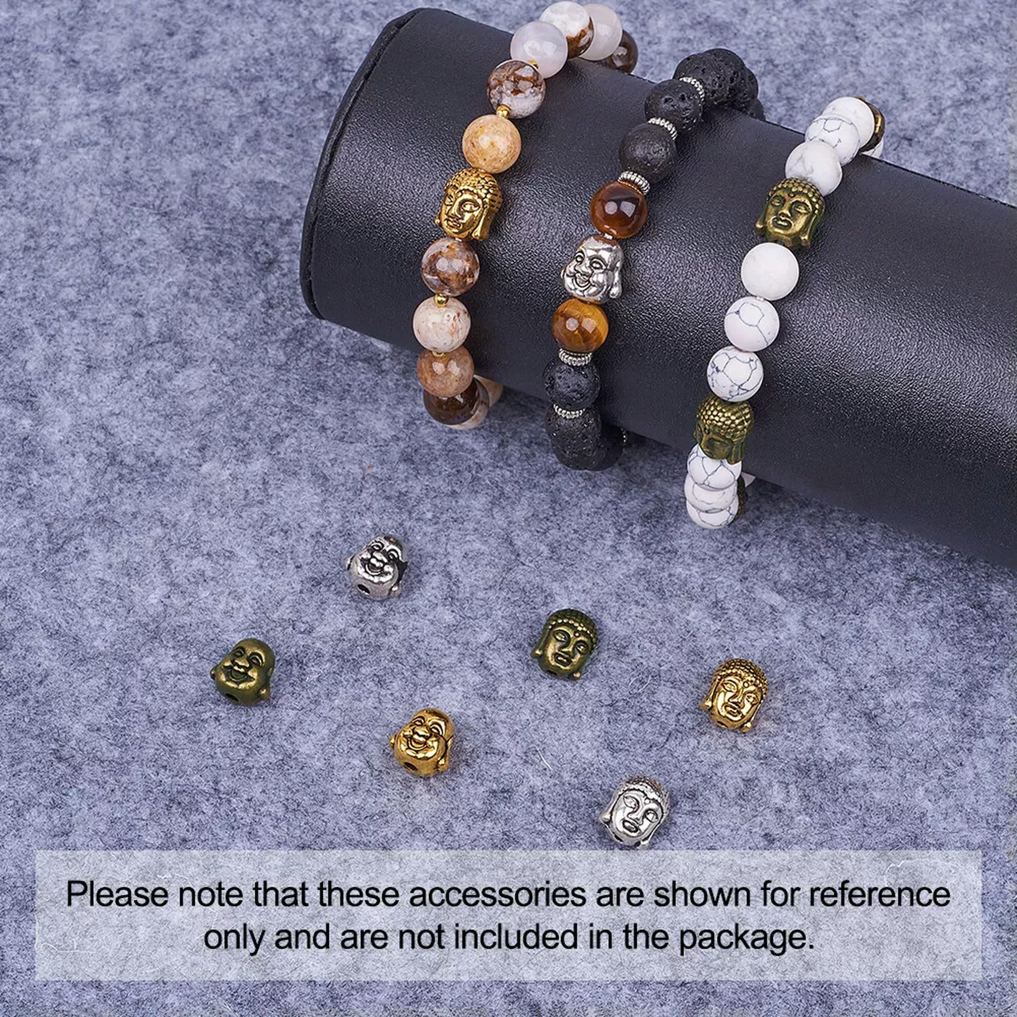 EOEMY 60Pcs Tibetan Alloy Buddha Beads Mini Metal Loose Spacer For Buddhist 10~11mm