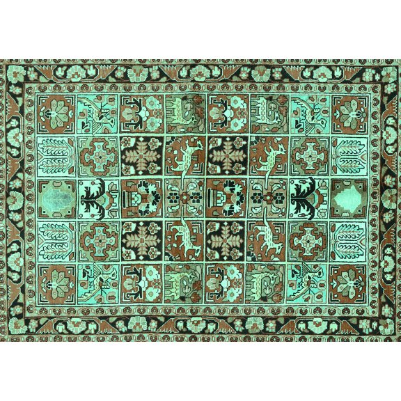 Ahgly Company Machine Washable Indoor Rectangle Persian Turquoise Blue Traditional Area Rugs, 5' x 7'