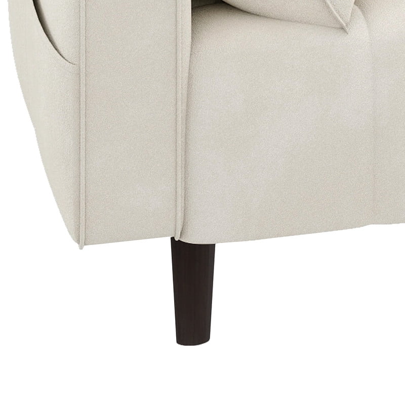 Uforic 56" Beige Velvet Loveseat With Solid Wood Legs, Mid-Century Modern Design