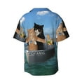thumbnail image 2 of Haiem Two Brave Cats Are Floating On The Sea Iceberg Men's Casual Shirts Short Sleeve Button Down Shirts Fashion Textured Summer Beach Shirt-Large, 2 of 7