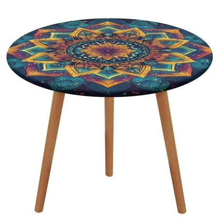 

Bohemian Mandala (46) Round Fitted Tablecloth Elastic Table Cover Waterproof Dining for Indoor Outdoor Decor Table Cloth