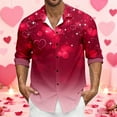 thumbnail image 3 of ChaoLingNeng Valentine's Day Button down Shirts for Men Funny Valentine Heart Rose Print Long Sleeve Shirts Casual Loose Fit Lapel Button Down Dress Shirt, 3 of 6