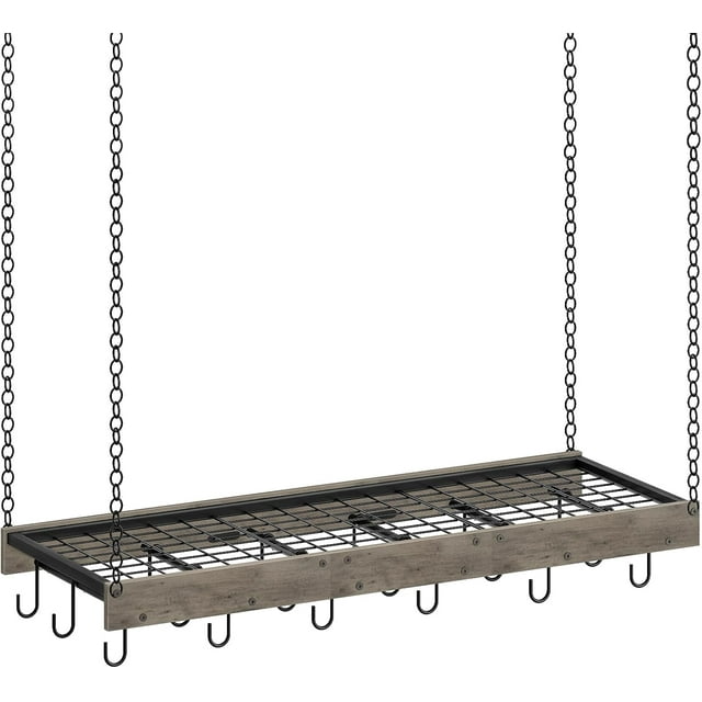 Hanging Pot Rack Ceiling Wall Mounted Pot Rack for Kitchen Industrial Style Pot Hanger with Hooks Cookware Storage Organizer for Pots and Pans Rustic and TPRBFC