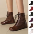 thumbnail image 1 of LOVZFMLL Bottes pour Femmes Bottillons à Lacets Bout Rond Sangles Ajustables Talon Plat Mode Décontracté Bottes Chaussures d'Automne Hiver, 1 of 9