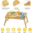 thumbnail image 5 of Bandeja de desayuno para cama, mesa para servir comida en el regazo, TV, cena para comer con patas plegables y asas de bambú, 5 of 5