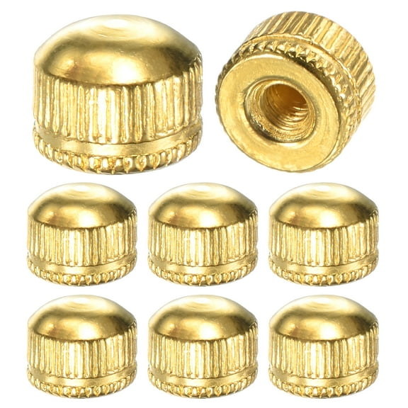 8-Pack Threaded Cap Nuts, M4x11mm Screw Caps for Light Fixture, Female Knurled Knob Nut for Ceiling Light Cover Replacement [Bright Gold]