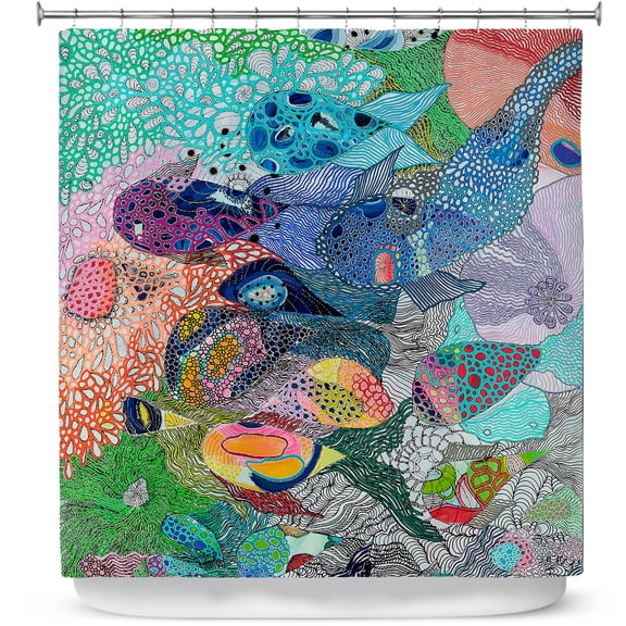 Shower Curtains 70" x 93" from DiaNoche Designs by Sonia Begley - Coral Reef 1