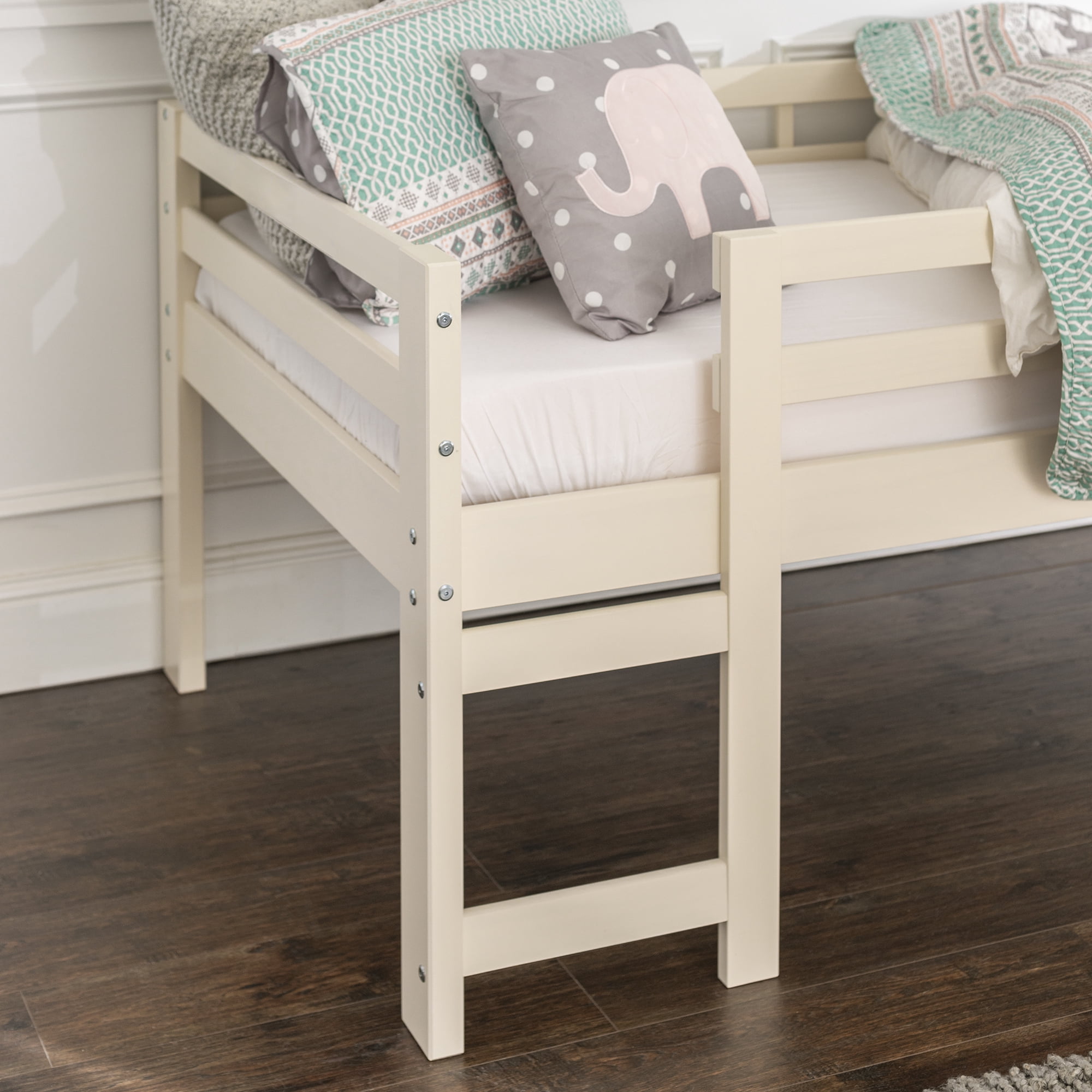 Manor Park Traditional Solid Wood Twin Low Loft Bed, White