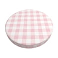 thumbnail image 2 of Lsque Pink Checkboard Round Bar chair cushion covers Velvet Fabric Premium Comfort Protects from Scratches and Stains for 14-17 Inch Chair- 12 inch, 2 of 7
