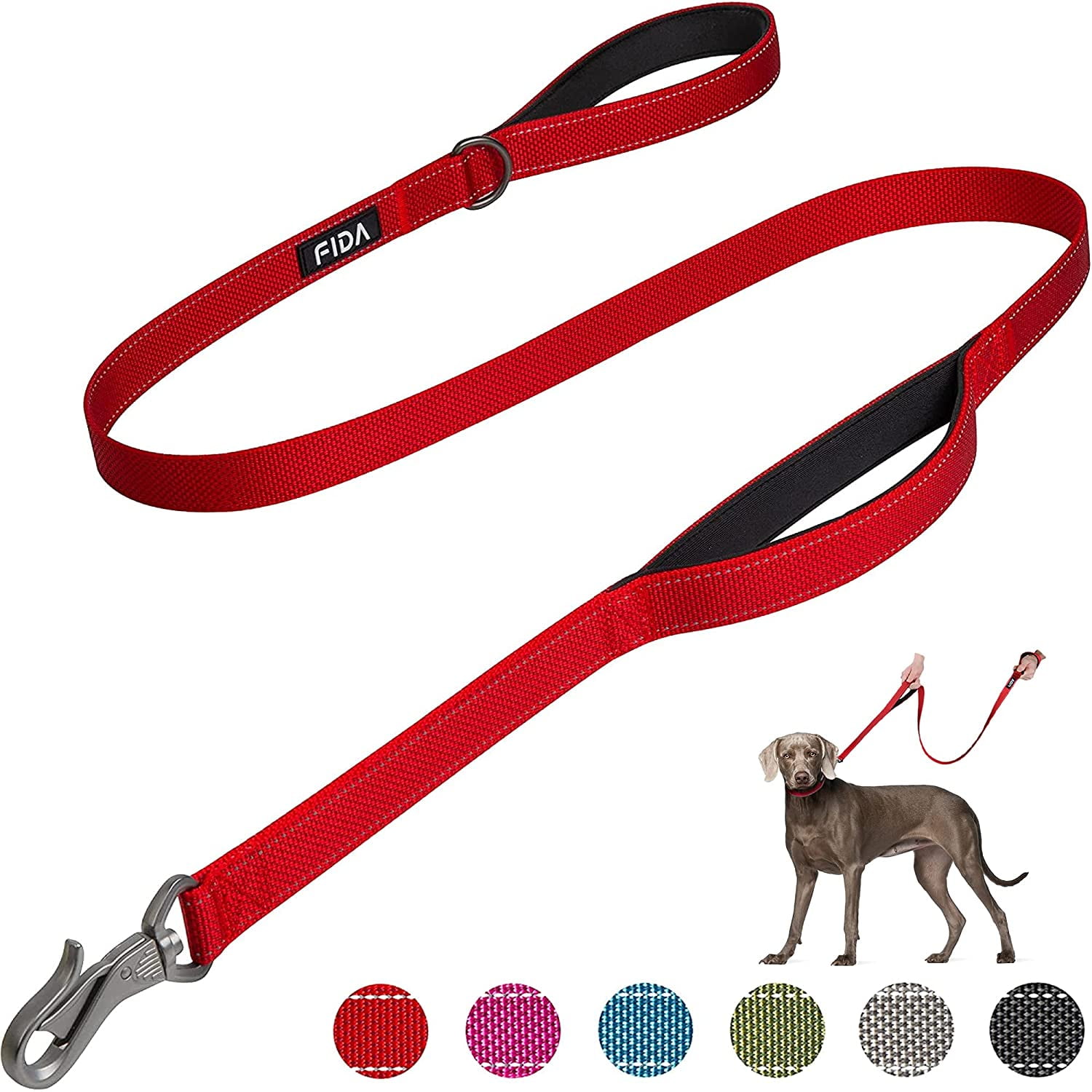 Iguohao 6 Ft Heavy Duty Dog Leash With 2 Comfortable Padded Handles Traffic Handle Advanced Easy Snap Hook Reflective Walking Lead For Large Medi