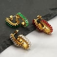 thumbnail image 2 of Nvzi Conjunto versátil en forma de U con pendientes llenos de diamantes y circonitas, pendientes y pendientes con diseño de nicho de acero de titanio (rojo), 2 of 4