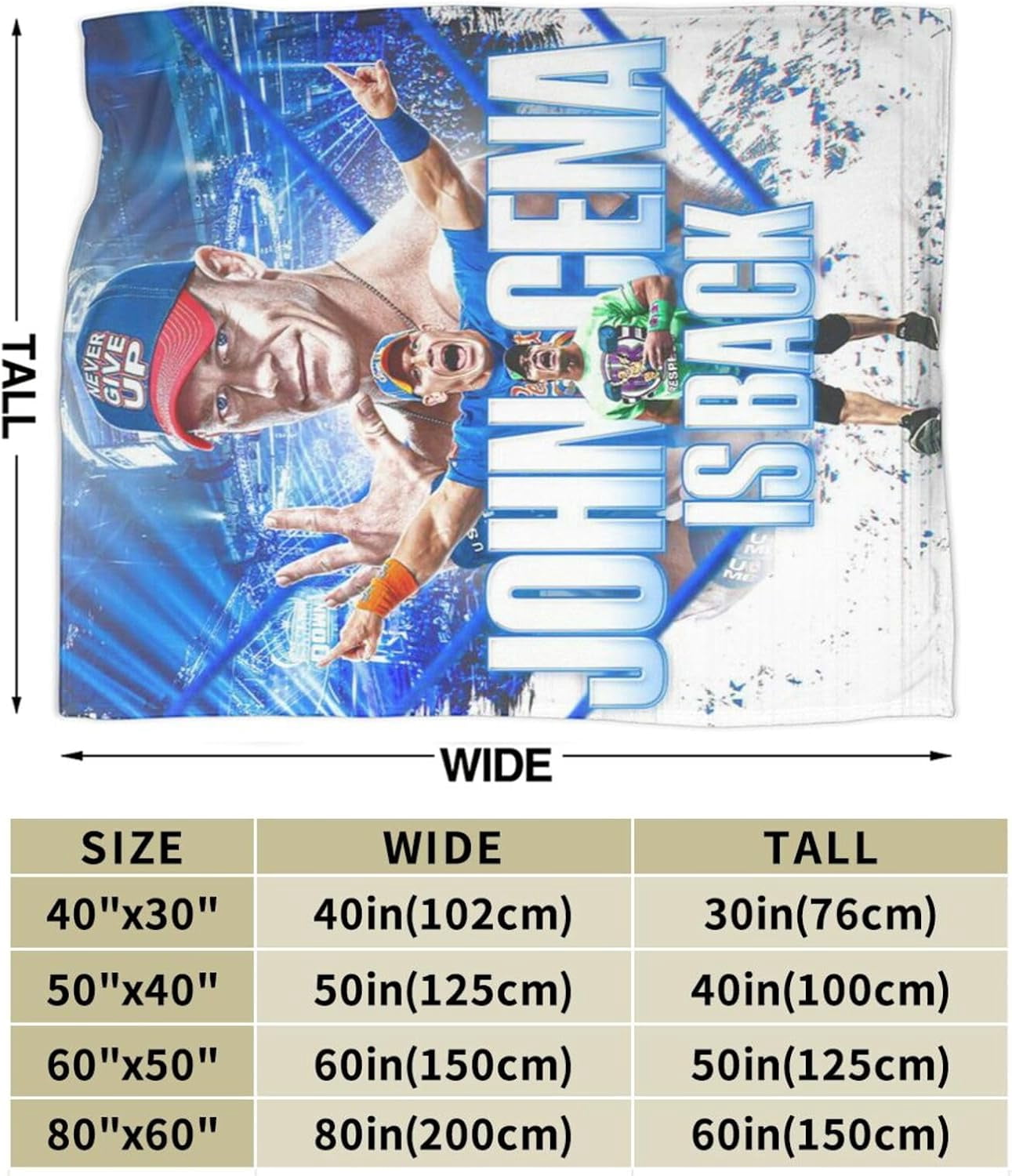 Ultra-Soft Anti-Pilling Lightweight Warm Blanket John Cena Blanket Cozy Blankets Decor for Couch Bed Sofa Bedroom Home 50x40 in