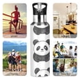 thumbnail image 5 of Hand Painted Cute Panda Faces Sports Bottle with Straw Stainless Steel Water Jug Portable Thermal Cup Leak-proof 1000ML, 5 of 9