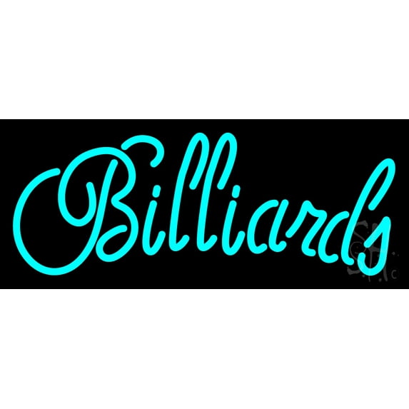 Cursive Letter Billiards 2 LED Neon Sign 6 x 15 - inches, Black Square Cut Acrylic Backing, with Dimmer - Bright and Premium built indoor LED Neon Sign for wall décor, arcarde, and storefront.