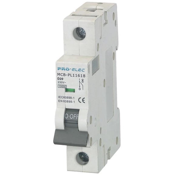 PRO ELEC - 20A Single Pole Type D MCB, 10kA