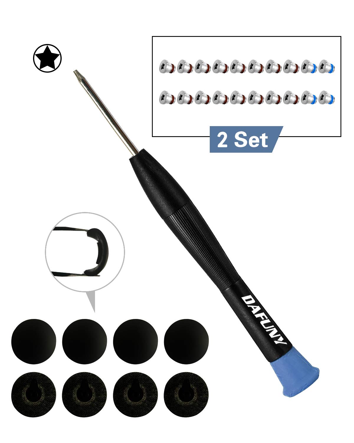 DAFUNY 8 Pack Rubber Case Feet + 2 Set (20pcs) Repair Replacement