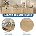 thumbnail image 3 of Natural Rattan 7 Drawer Dresser for Bedroom, Farmhouse Wooden Chest of Drawers, Wide Closet Dresser Storage Organizer for Living Room, Entryway, Hallway, Oak, 3 of 8