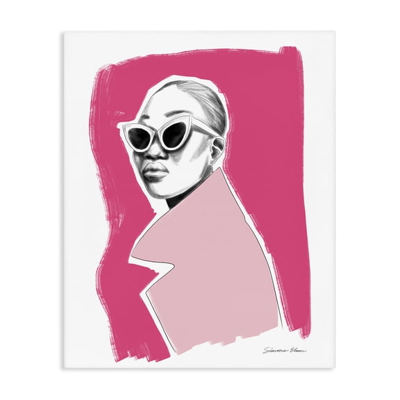 Stupell Industries Modern Pink Attitude Fashion Portrait Canvas Art, 16 x 20, by Simone Elum