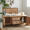 thumbnail image 4 of Mid Century TV Stand for TVs up to 65", Rattan Media Console with Drawer & Door, Boho Distressed Wood Entertainment Center for Living Room, 4 of 9