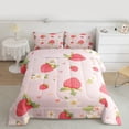 thumbnail image 2 of Homewish Girly Pink Strawberry Queen Comforter Set for Girls, Cartoon Flower Floral Bedding Sets, Kawaii Princess Style Reversible Bedding Comforter Set, Super Cozy Room Decor, 3-Piece, 2 of 8