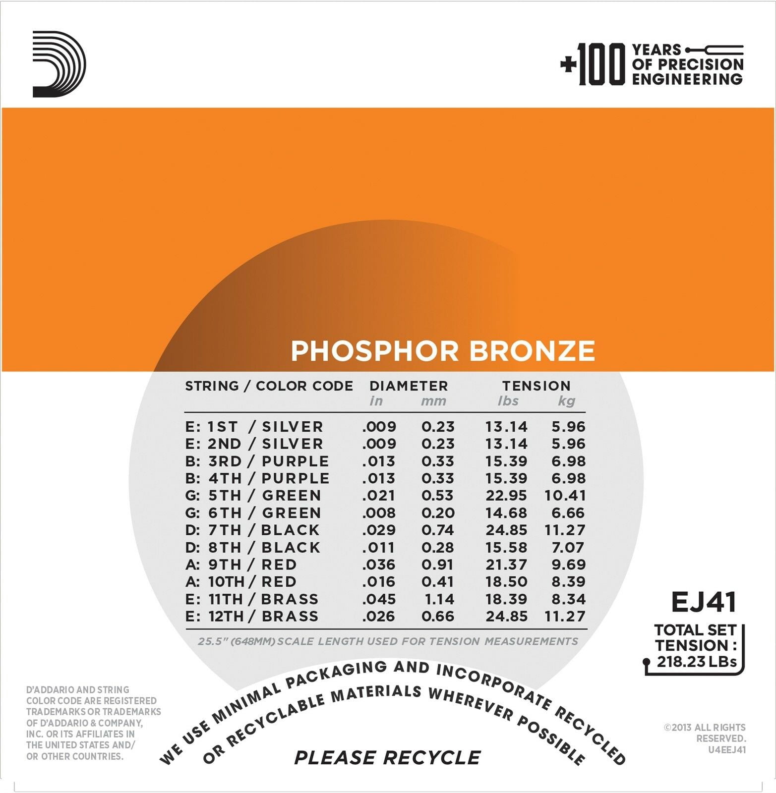 D'Addario Guitar Strings 12 String 09-45 Phosphor Bronze 3-Pack