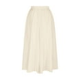 thumbnail image 2 of BLTIBY Womens Skirts High Waisted Solid Color A-line Pleated Mini Skater Skirt Fashion Versatile Casual Skorts Beige S, 2 of 5
