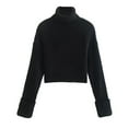 thumbnail image 4 of Women's Turtleneck Wool Knitted Pullover Sweater Autumn Winter Casual Warm Soft Comfortable Short Sleeve Top, 4 of 4