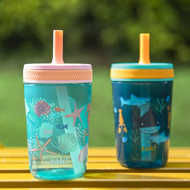 Zak Designs 15oz Bluey Kelso Tumbler Set, BPA-Free Leak-Proof Screw-On Lid with Straw Made of Durable Plastic and Silicone, Perfect Bundle for Kids, 2