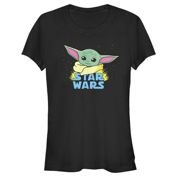 Junior's Star Wars: The Mandalorian The Child Cartoon Shiny Eyes Graphic Tee Black X Large