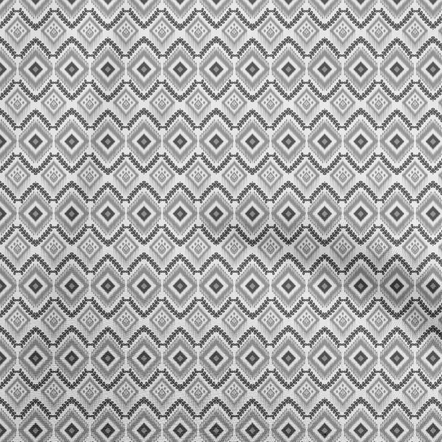 oneOone Tissu Polyester Lycra Noir Ikat Matériel de Robe Tissu Imprimé Tissu au Mètre 56 Pouces de Large