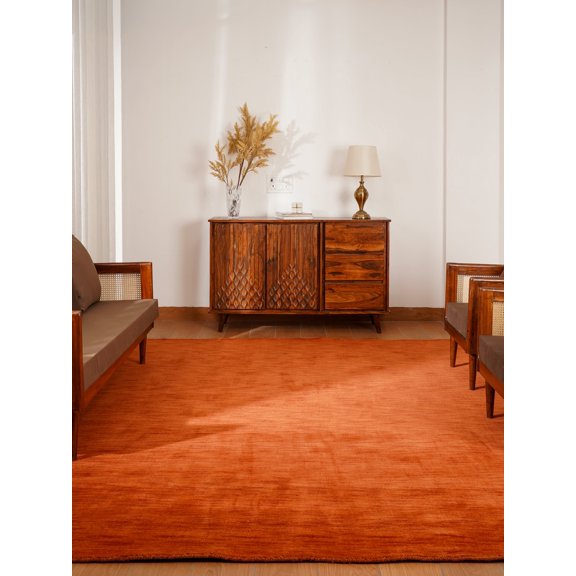 Rugsotic Carpets Hand Knotted Wool Area Rug 3'x5' Light Red Solid Rectangle Indoor Rug for Living Room, Bedroom Antimicrobial L00888